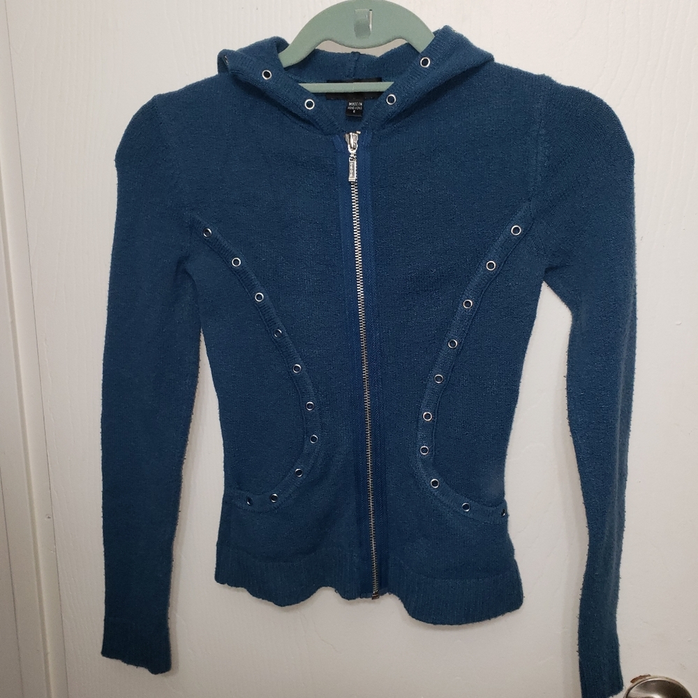 Bebe small teal zip up sweater